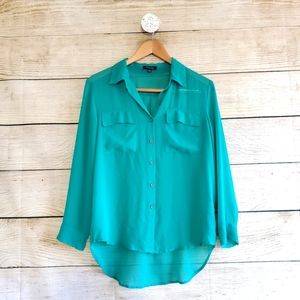 💟 Timing Button Down Long Sleeve Sheer Blouse S